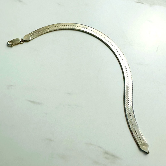 Jewelry - Vintage Italian Sterling Silver Herringbone Bracelet – 12.91g, Made in Italy